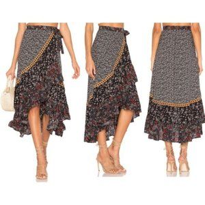 Free People Esmeralda Wrap Print Skirt Size 12